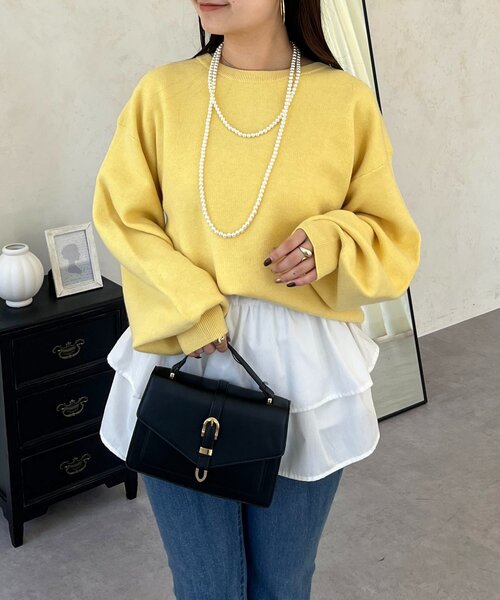 prose verse(プロズヴェール)の「バックジップスウェットライクニット(ニット/セーター・レディース・サックスブルー/ブラック/グレー/オフホワイト/イエロー/ピンク・FREE)」の2枚目の写真