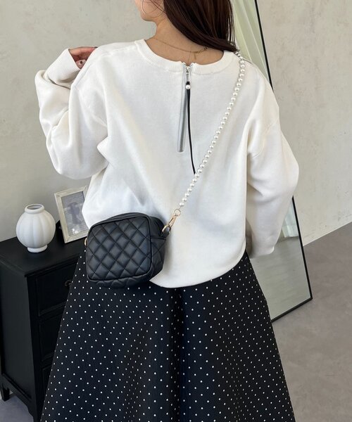 prose verse(プロズヴェール)の「バックジップスウェットライクニット(ニット/セーター・レディース・サックスブルー/ブラック/グレー/オフホワイト/イエロー/ピンク・FREE)」の15枚目の写真