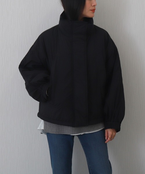 libelle more（リベル モア）の「【高機能中綿】サーモアリーナ (THERMO ARENA)蓄熱ボリュームショートブルゾン 通勤 / 大人カジュアル / ゆったりサイズ / 防寒（ダウンジャケット/コート・レディース・アイボリー/ブラック/オリーブ/ネイビー/モカ・M）」の20枚目の写真