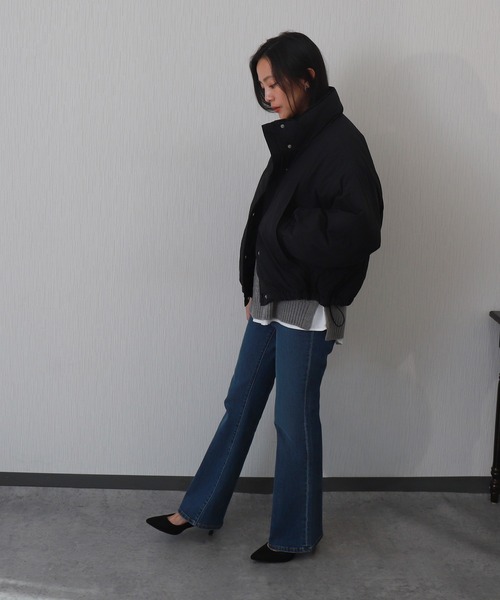 libelle more（リベル モア）の「【高機能中綿】サーモアリーナ (THERMO ARENA)蓄熱ボリュームショートブルゾン 通勤 / 大人カジュアル / ゆったりサイズ / 防寒（ダウンジャケット/コート・レディース・アイボリー/ブラック/オリーブ/ネイビー/モカ・M）」の22枚目の写真