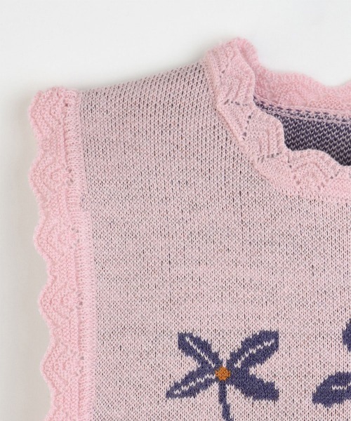 moimoln（モイモルン）の「フラワーニットベスト（ベスト・キッズ・ピンク・100cm/110cm/120cm/90cm）」の4枚目の写真