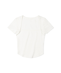MOAA（モア）の「Square neck short sleeve (WHITE)（Tシャツ/カットソー・レディース）」