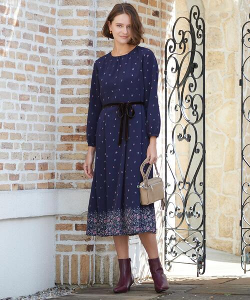 洗える／同柄アイテムあり】ライリー バタフライズ柄 ワンピース