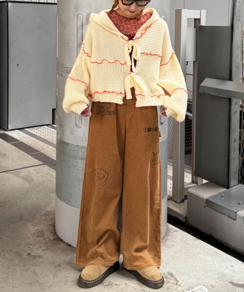 HELLO.SANFRANCISCO（ハローサンフランシスコ）の「★【HELLO.SANFRANCISCO/ハローサンフランシスコ】配色メローパッチワークフーディーカーデ（カーディガン/ボレロ・レディース・イエロー/ブルー/グレー/オフホワイト・ONE SIZE）」の10枚目の写真