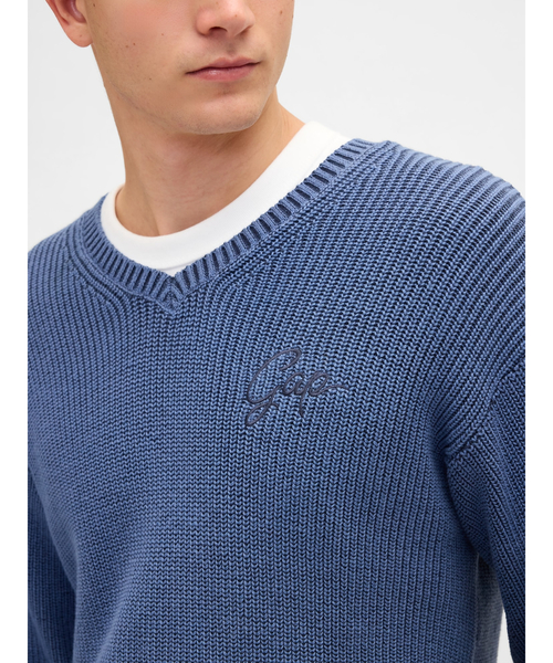 GAP（ギャップ）の「Gapロゴ リラックスフィット Vネックセーター（ニット/セーター・メンズ・オフホワイト/ブルー/ローズ/グリーン・S/XL/L/M/XS）」の17枚目の写真