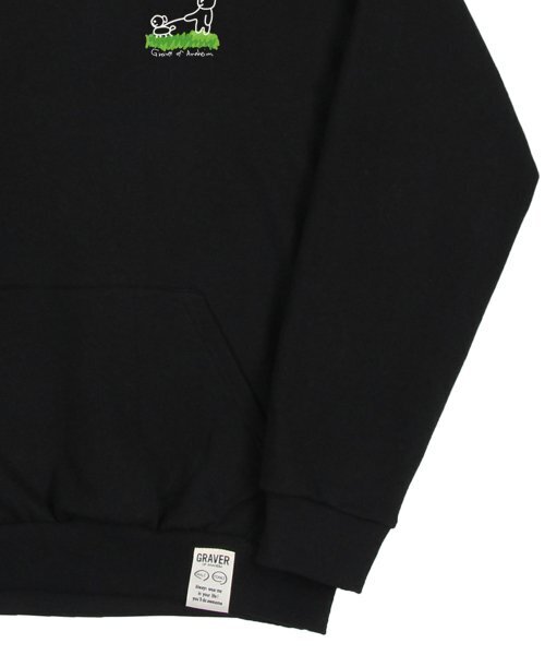 GRAVER（グレーバー）の「[UNISEX]ヒューマンパピーワークフードパーカー_ブラック（パーカー・レディース・ブラック・SMALL/MEDIUM/LARGE）」の4枚目の写真