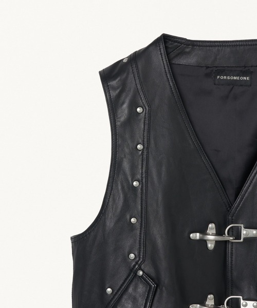 FORSOMEONE（フォーサムワン）の「FORSOMEONE MERA BIKER VEST（ベスト・メンズ・ブラック・48）」の4枚目の写真