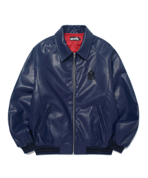 WKNDRS（ウィーキャンドース）の「SPRAY LEATHER JACKET (NAVY)（ライダースジャケット）」