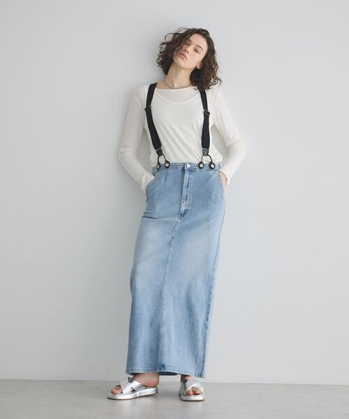 GARAGE OF GOOD CLOTHING（ガレージオブグッドクロージング）の「サスペンダー付ジャンパースカート（スカート・レディース・ダークグレー/サックスブルー・FREE）」の2枚目の写真