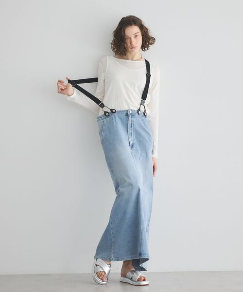 GARAGE OF GOOD CLOTHING（ガレージオブグッドクロージング）の「サスペンダー付ジャンパースカート（スカート・レディース・ダークグレー/サックスブルー・FREE）」の3枚目の写真