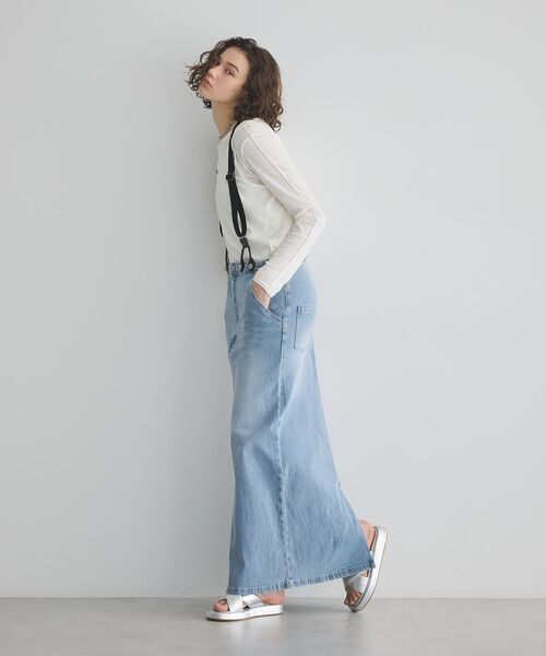 GARAGE OF GOOD CLOTHING（ガレージオブグッドクロージング）の「サスペンダー付ジャンパースカート（スカート・レディース・ダークグレー/サックスブルー・FREE）」の4枚目の写真