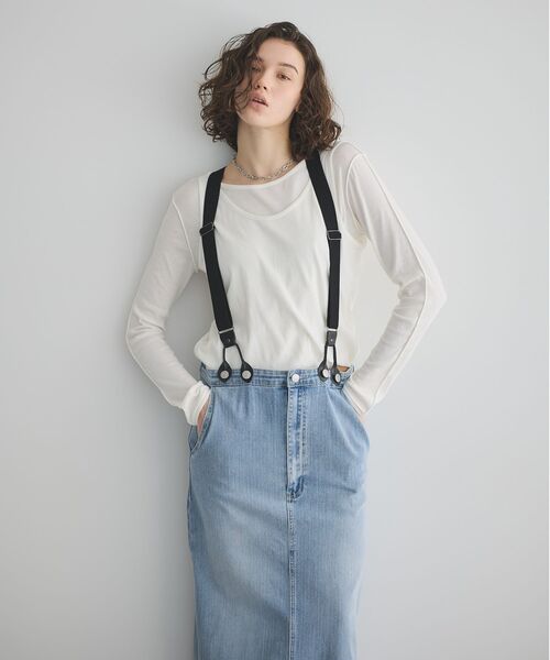 GARAGE OF GOOD CLOTHING（ガレージオブグッドクロージング）の「サスペンダー付ジャンパースカート（スカート・レディース・ダークグレー/サックスブルー・FREE）」の7枚目の写真