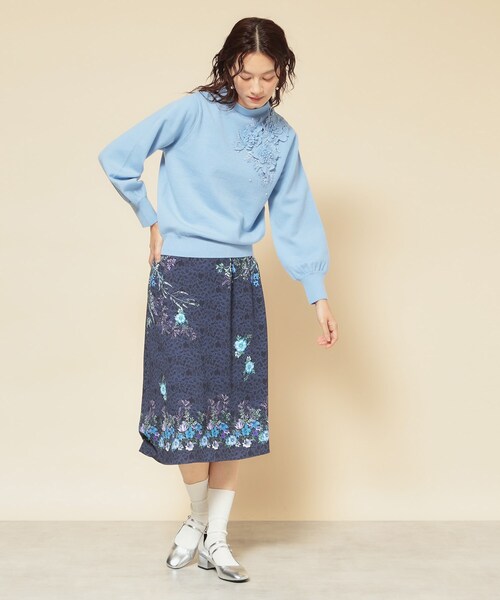 Sunauna（スーナウーナ）の「【洗える】ケミカルレースニット（ニット/セーター・レディース・ライトパープル/ネイビー/ライトグレー/グリーン系/ライトブルー・34/38/40）」の8枚目の写真