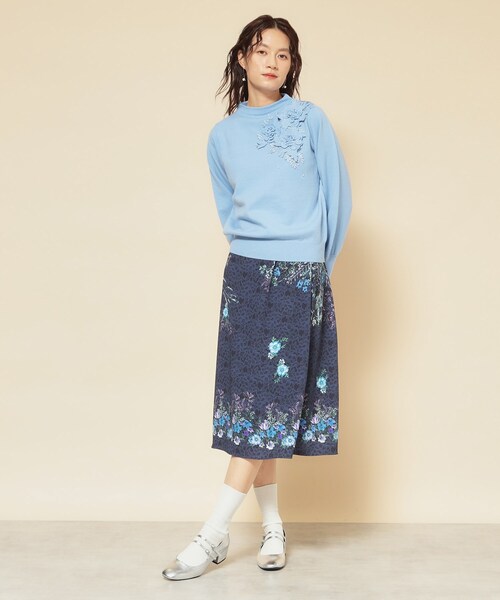 Sunauna（スーナウーナ）の「【洗える】ケミカルレースニット（ニット/セーター・レディース・ライトパープル/ネイビー/ライトグレー/グリーン系/ライトブルー・34/38/40）」の9枚目の写真