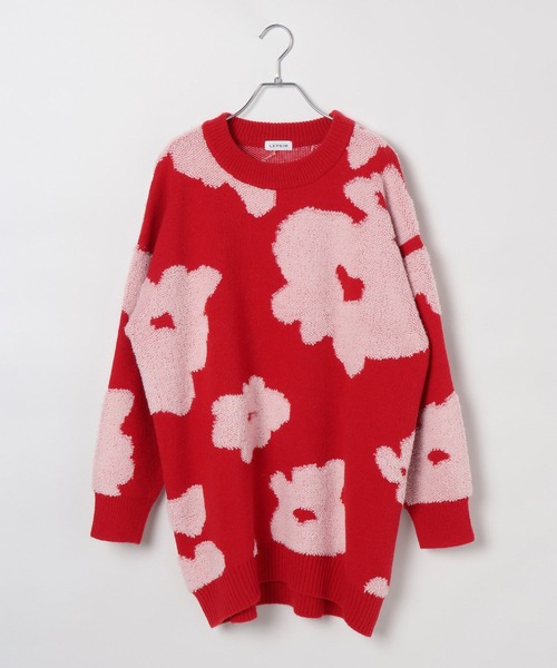 LEPSIM(レプシィム)の「6ゲージループジャガード花柄チュニック 612758(ニット/セーター・レディース・チャコールグレー/レッド・FREE)」の17枚目の写真