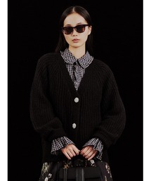 【WEB限定】アルパカ混ビジューボタンカーディガン