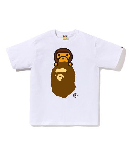 A BATHING APE(アベイシングエイプ)の「MILO ON APE HEAD TEE(Tシャツ/カットソー・メンズ・ホワイト/ピンク/グリーン/ネイビー/イエロー/グレー/ブラック/サックスブルー・LARGE/X-LARGE/XX-LARGE/XXX-LARGE/SMALL/MEDIUM)」の1枚目の写真