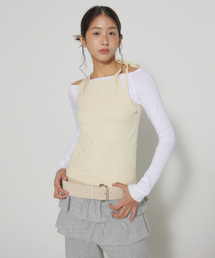 RACHEL UNBALANCE TIED SLEEVELESS - LEMON