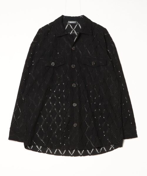 BENUSTA(ベヌスタ)の「A'GEM/9 × .kom 『BENUSTA/ベヌスタ』 CUTWORK DIAMOND SHIRT JACKET/カットワーク ダイヤモンド シャツジャケット(シャツ/ブラウス・メンズ・ブラック/ブラウン・FREE)」の7枚目の写真
