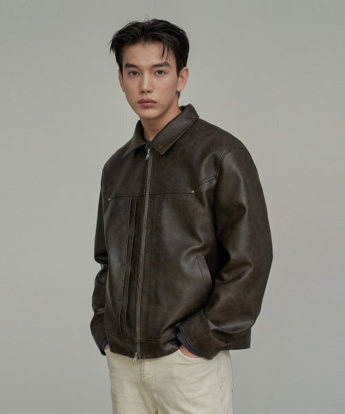 ダブルライントラッカークラックジャケット（ブラウン）