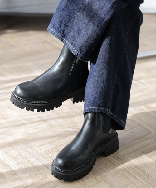 AMELY（エミリー）の「サイドゴア ショートブーツ（ブーツ・レディース・ブラウン/ブラック・40/39/38/37/36/35）」の2枚目の写真