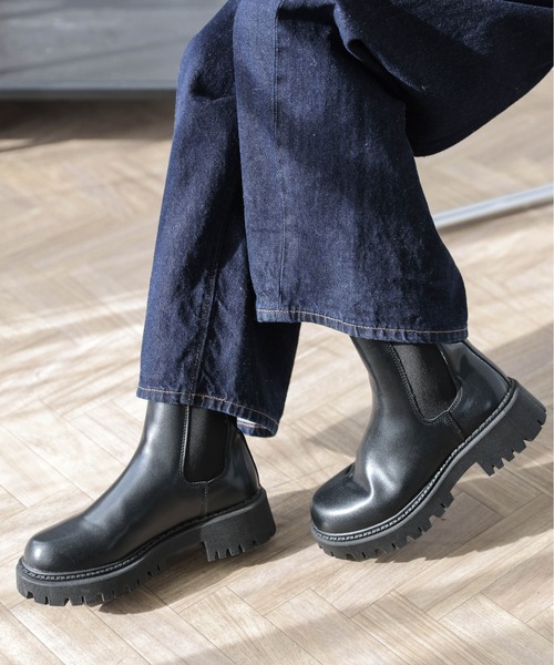 AMELY（エミリー）の「サイドゴア ショートブーツ（ブーツ・レディース・ブラウン/ブラック・40/39/38/37/36/35）」の6枚目の写真