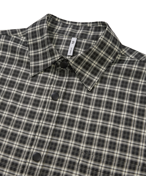 WEST GRAND BOULEVARD(ウエストグランドブルバード)の「スカッチオーバーサイズスナップチェックシャツジャケットBLACK(シャツ/ブラウス・レディース・その他・MEDIUM/LARGE/SMALL)」の9枚目の写真
