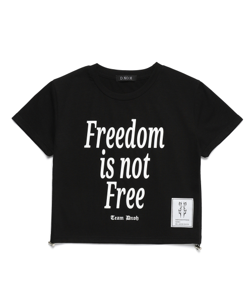 DXOH(ディソエイチ)の「フリーダムサイドストリングクロップTシャツブラック(Tシャツ/カットソー・レディース・その他・FREE)」の2枚目の写真