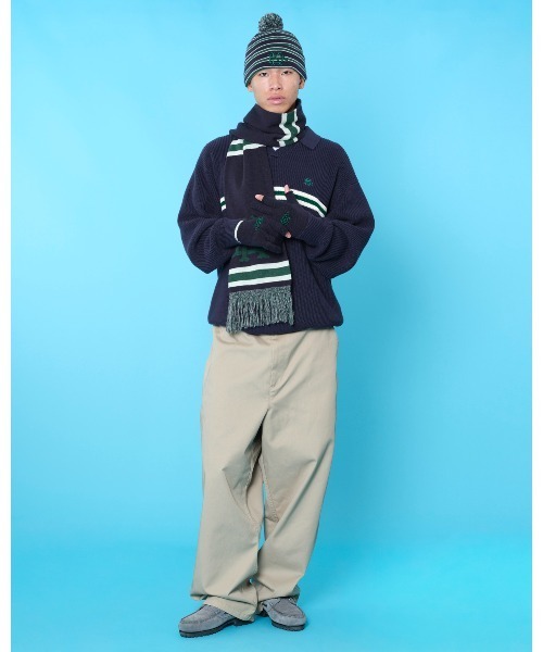 KEBOZ（ケボズ）の「EFG BORDER MUFFLER（マフラー・メンズ・ネイビー・FREE）」の4枚目の写真