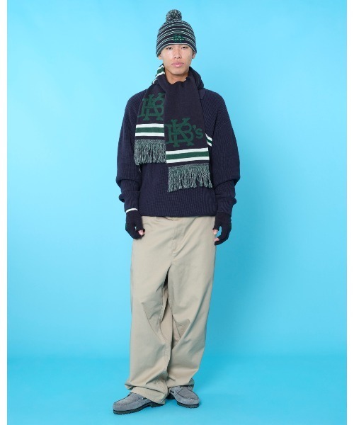 KEBOZ（ケボズ）の「EFG BORDER MUFFLER（マフラー・メンズ・ネイビー・FREE）」の3枚目の写真