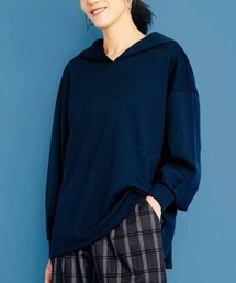 IEDIT ECO BLUE(R)ダンボールカットソー素材のセーラーカラートップス