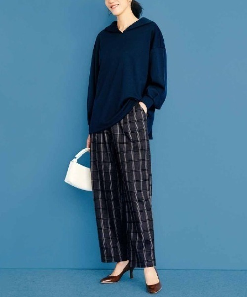 IEDIT(イディット)の「IEDIT ECO BLUE(R)ダンボールカットソー素材のセーラーカラートップス(Tシャツ/カットソー・レディース・アイボリー/ネイビー・M/L/LL/3L)」の3枚目の写真
