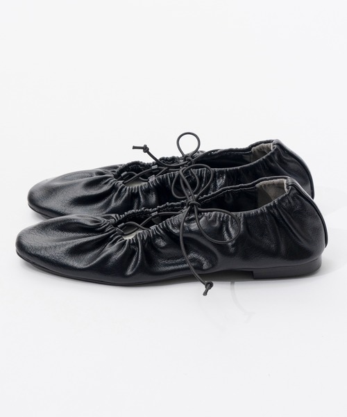 MAISON SPECIAL(メゾンスペシャル)の「Lace-Up Gathered Flat Shoes/レースアップギャザーフラットシューズ(その他シューズ・レディース・シルバー/ブラック・38/37/36)」の6枚目の写真