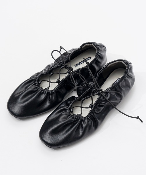 MAISON SPECIAL(メゾンスペシャル)の「Lace-Up Gathered Flat Shoes/レースアップギャザーフラットシューズ(その他シューズ・レディース・シルバー/ブラック・38/37/36)」の8枚目の写真