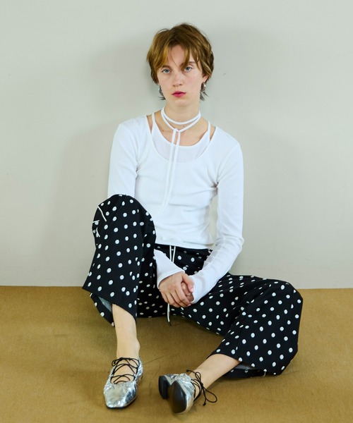 MAISON SPECIAL(メゾンスペシャル)の「Lace-Up Gathered Flat Shoes/レースアップギャザーフラットシューズ(その他シューズ・レディース・シルバー/ブラック・38/37/36)」の9枚目の写真