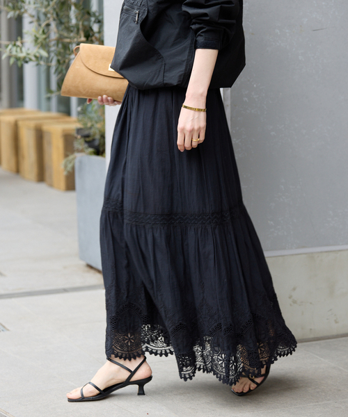 IENA フレアーフラワーレーススカート ナチュラル 38 イエナ IENA  