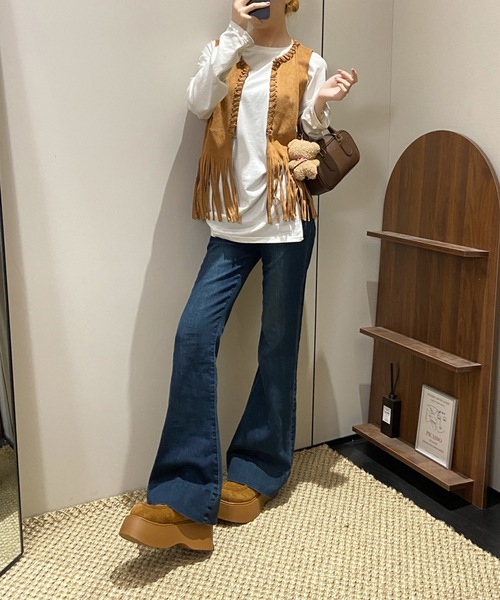 Lace Ladies(レースレディース)の「スエードタッチ フラワー ベルト付 厚底 ローファー(ローファー・レディース・グレイッシュベージュ/ブラック/ベージュ・22.5cm/23cm/23.5cm/24cm/24.5cm/25cm)」の10枚目の写真