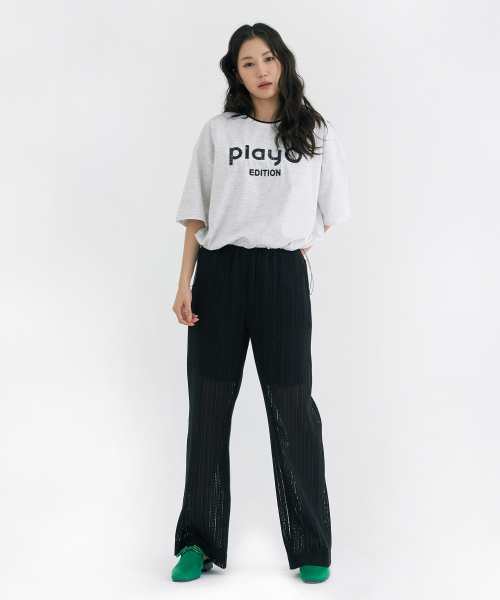 PLAYO(プレイオ)の「ワイドフィットレースパンツ _ ブラック(その他パンツ・レディース・その他・FREE)」の2枚目の写真