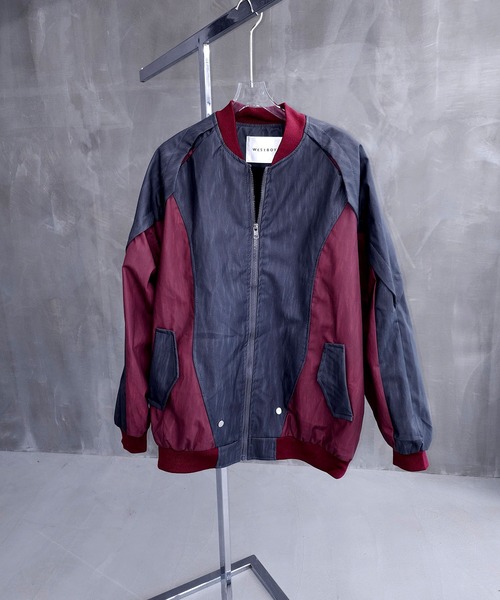 WESTBOY（ウエストボーイ）の「軽量 オーバーサイズ 切り替えフェイクレザージャケット ブルゾン WO25W14OT04（ブルゾン・メンズ・グレー・L/M/XL）」の2枚目の写真