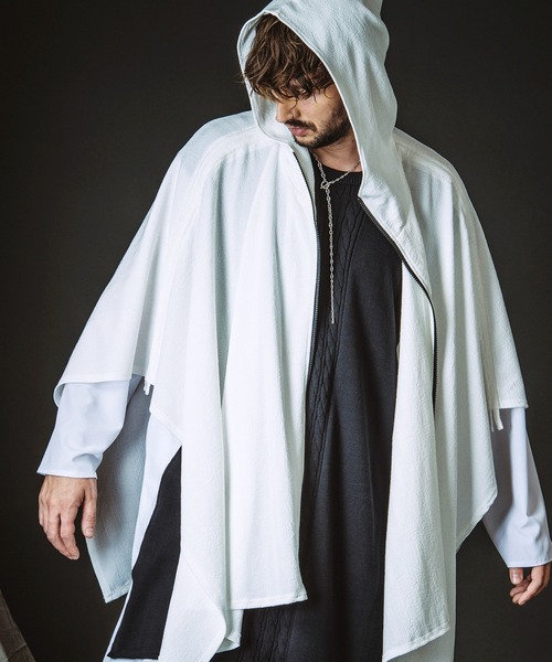 NO ID.】Drawstring Hooded Poncho / ドローストリングス フーデッド