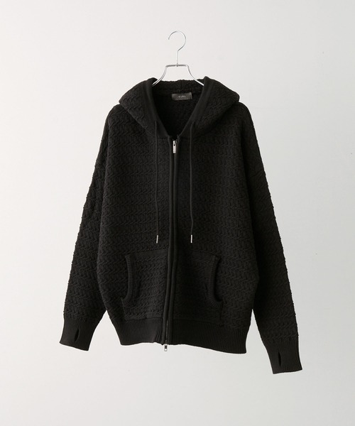 CLEL（クレイル）の「【CLEL】3D Full-Zip Knit Hoodie / 3Dフルジップニットパーカー（パーカー・メンズ・グレー系/ネイビー系/ブラック・L/M/S/XS）」の4枚目の写真
