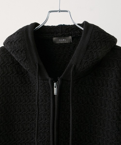 CLEL（クレイル）の「【CLEL】3D Full-Zip Knit Hoodie / 3Dフルジップニットパーカー（パーカー・メンズ・グレー系/ネイビー系/ブラック・L/M/S/XS）」の8枚目の写真
