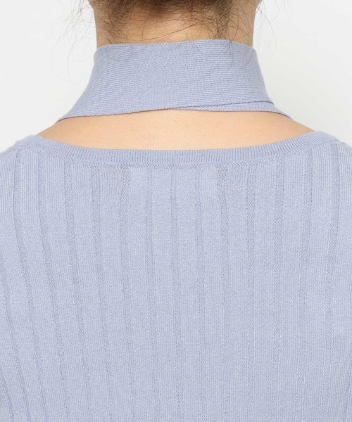 HARE（ハレ）の「ボウタイニットトップス(HARE)（ニット/セーター・レディース・ブラック/ライトブルー・FREE）」の3枚目の写真