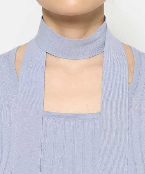 HARE（ハレ）の「ボウタイニットトップス(HARE)（ニット/セーター・レディース・ブラック/ライトブルー・FREE）」の4枚目の写真