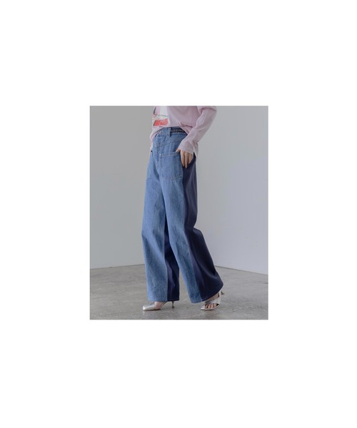 Eimee Law(エイミーロウ)の「バックスウェットデニムパンツ(デニムパンツ・レディース・ブルー/ライトブルー/アイボリー/ブルー系/スミクロ・FREE/MEDIUM)」の5枚目の写真