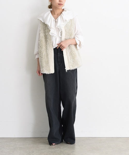 Eimee Law(エイミーロウ)の「バックスウェットデニムパンツ(デニムパンツ・レディース・ブルー/ライトブルー/アイボリー/ブルー系/スミクロ・FREE/MEDIUM)」の6枚目の写真