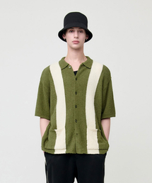 MEN IN JUNGLE（マンインジャングル）の「ロカビリーショートスリーブニットカーディガン - オリーブ/クリーム（カーディガン/ボレロ）」