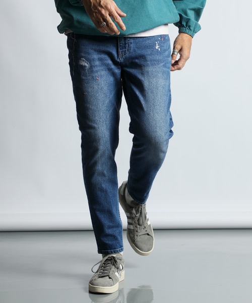 The DUFFER of ST.GEORGE（ザダファーオブセントジョージ）の「LASER PROCESSED＆EMBROIDERY SLIM FIT DENIM：レーザー加工＆刺繍 スリムフィットジーンズ（デニムパンツ・メンズ・インディゴブルー/ライトインディゴブルー・LARGE/MEDIUM/SMALL/X-LARGE）」の3枚目の写真