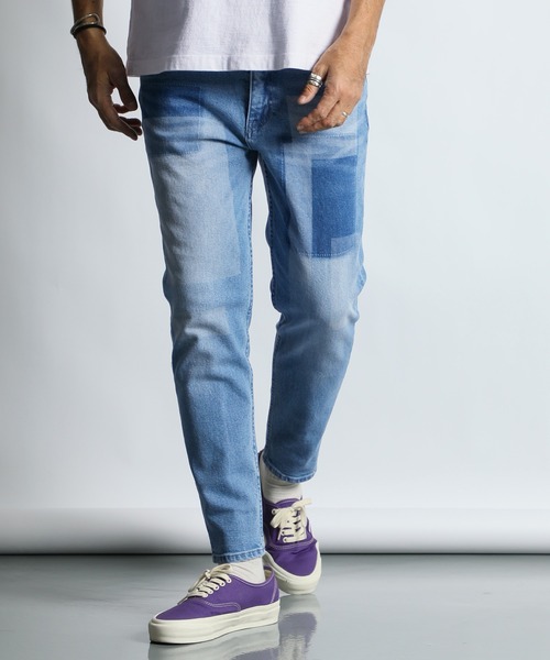 The DUFFER of ST.GEORGE（ザダファーオブセントジョージ）の「LASER PROCESSED＆EMBROIDERY SLIM FIT DENIM：レーザー加工＆刺繍 スリムフィットジーンズ（デニムパンツ・メンズ・インディゴブルー/ライトインディゴブルー・LARGE/MEDIUM/SMALL/X-LARGE）」の7枚目の写真