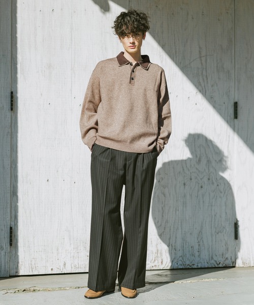 RAGEBLUE(レイジブルー)の「DOUBLE COLLAR KNIT POLO SHIRTS / ダブルカラーソフトタッチニットポロ(ニット/セーター・メンズ・グレー/サックスブルー/ブラック/ベージュ・SMALL/LARGE/MEDIUM)」の18枚目の写真